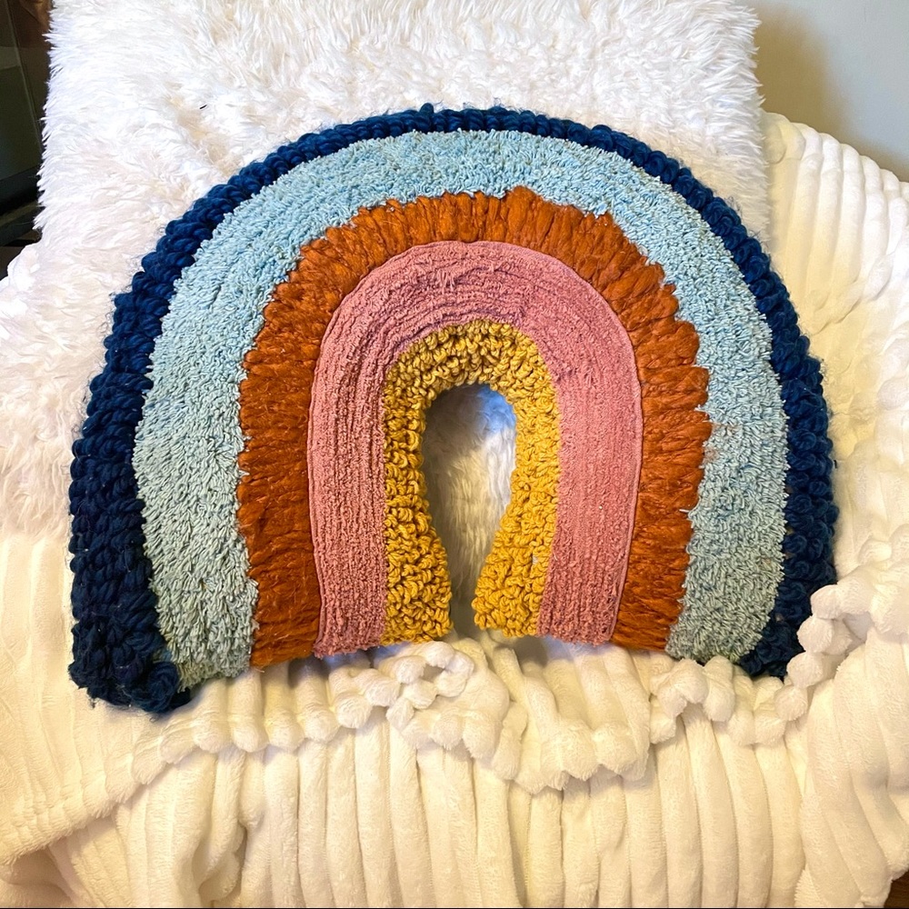 Boho Rainbow Pillow Pink Blue Yellow Orange